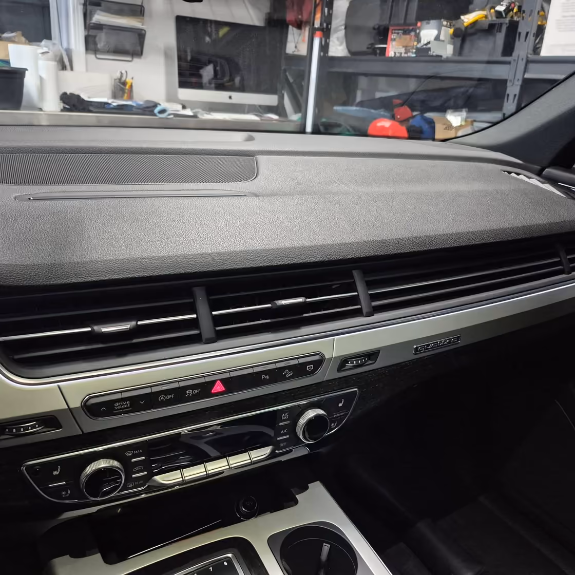 Dashboard surfaces finished evenly after an interior detail